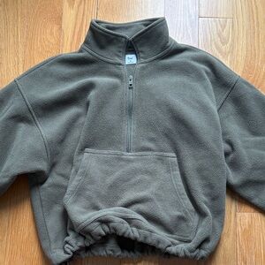 Cozy Green Aritzia TNA Half-Zip Fleece Pullover